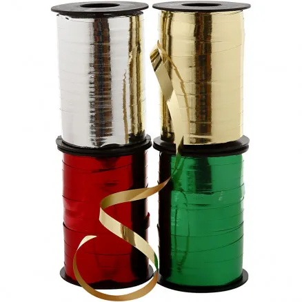 Gift ribbon, W: 10 mm, glossy, 4x250 m/ 1 pack.