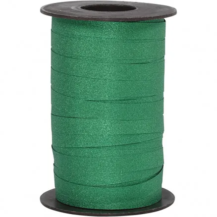 Gift ribbon, green, W: 10 mm, glitter, 100 m/ 1 roll.