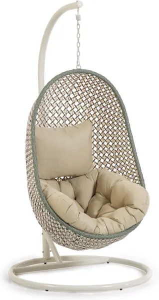 Cira, hanging chair for outdoor use with frame, green, H197x105x105 cm