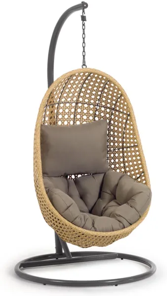 Cira, hanging chair for outdoor use with stand, black, H197x105x105 cm