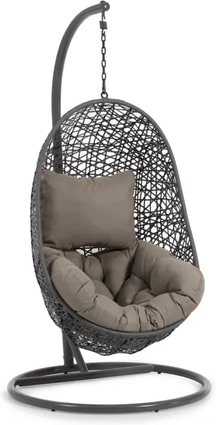 Florina, hanging chair for outdoor use, grey, rattan