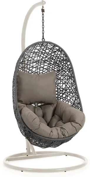 Florina, hanging chair for outdoor use, grey/white, rattan